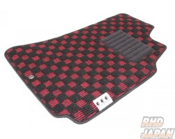 G-Corporation Checkered Floor Mat Set Black x Red - S15