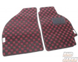 G-Corporation Checkered Floor Mat 2pc Set Black x Red - SW20