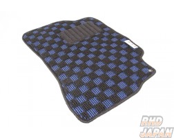 G-Corporation Checkered Floor Mat 5pc Set with Clip Hole Black x Blue - GC1 GC2 GC4 GC6 GC8