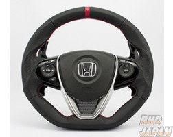 Kenstyle Steering Wheel Black Leather and Red Line Red Stitch - S660 JW5