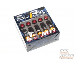 KYO-EI KICS R40 iCONIX Lock & Nut Set Black Body - Red Aluminum Cap M14 x P1.5
