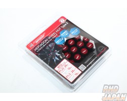 Monster Sport Heptagon Wheel Nut Set Type-2 20pcs - Red Alumite Cap M12xP1.5