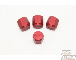 Rays Aluminum Air Valve Cap Set - Red Almite