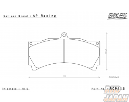 Endless Brake Pads Set Circuit Compound CC40 (ME20) AP Racing 6 Pot D51 - RCP116 18mm