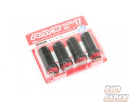 Rays 17HEX Racing 2 Piece Nut Set Open End - M12 1.25 Black Chromate Red