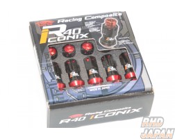 KYO-EI KICS Racing Gear Racing Composite R40 iCONIX Lock & Nut Set Black Body - Red Aluminum Cap M12 x P1.5