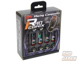 KYO-EI KICS Racing Gear Racing Composite R40 iCONIX Lock & Nut Set NeoChro Body - Blue Cap Less M12 x P1.5