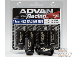 Advan Racing 17 HEX 40mm Racing Nut Set Black - M12X1.5