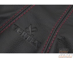 Car Make T&E Vertex Leather Emergency Brake Boot Black Red - JZA70