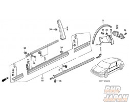 Honda OEM Window Molding Assembly Left Door - EF Civic CR-X